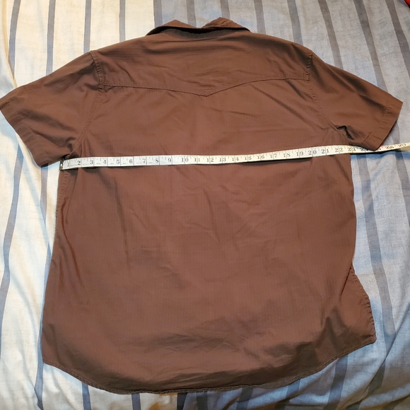Aeropostale snap button short sleeve shirt brown - Picture 4 of 6